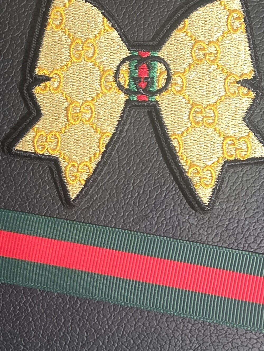 Embroidered Patch with Green & Red Stripe 2 Yds Of Grosgrain Ribbon 1" Wide